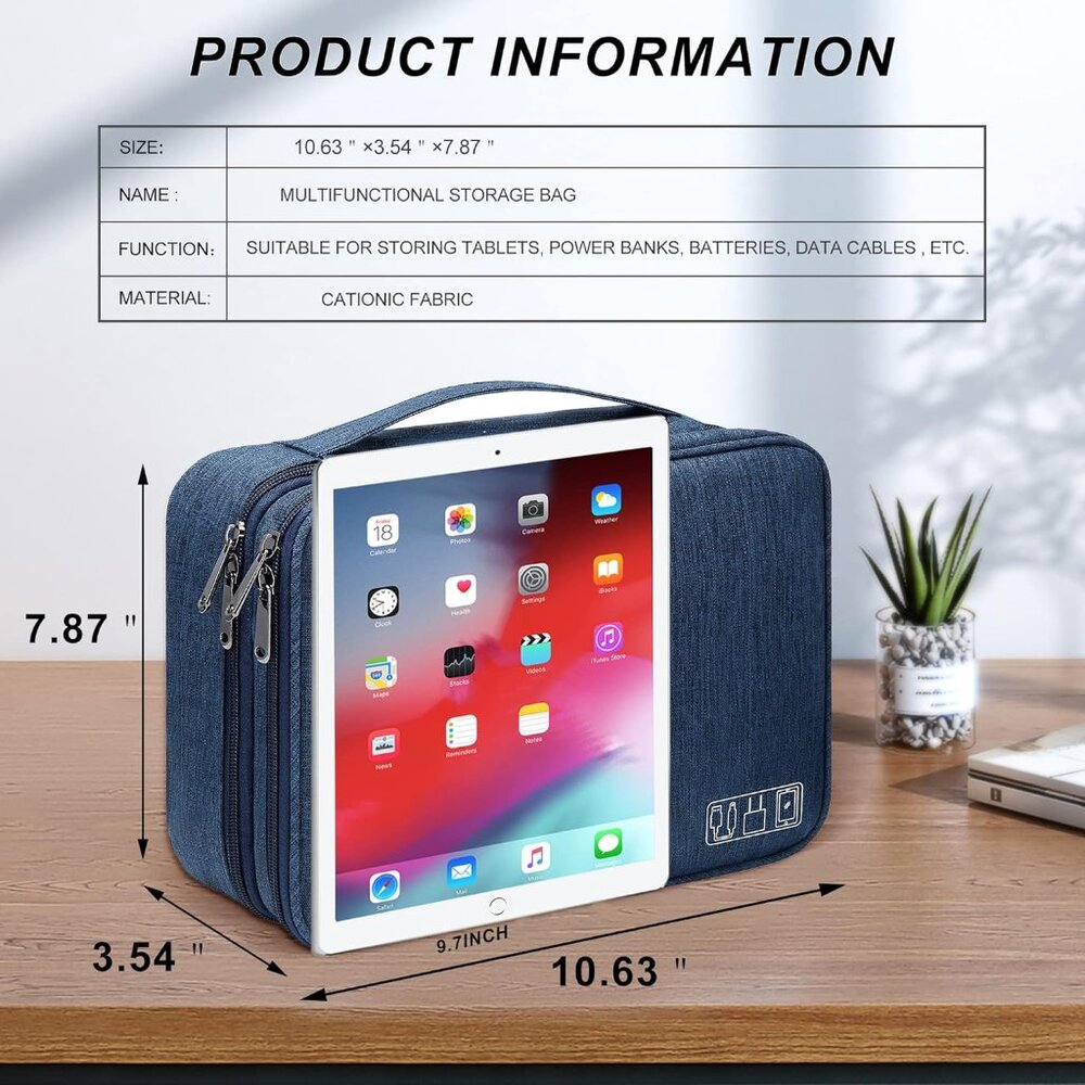 Cable Accessories Bag Waterproof Double Layer Electronics Organizer Portable